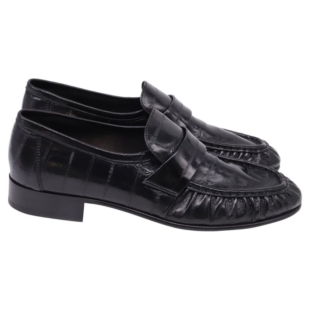 The Row Slip-On Loafers in Black Eel Leather